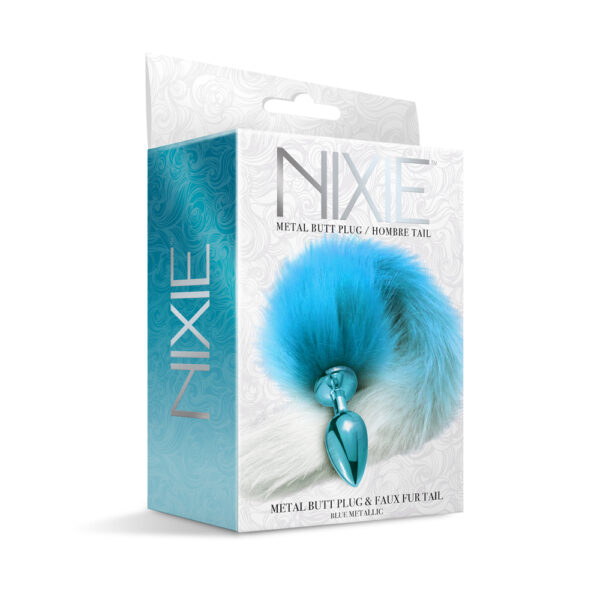 Nixie Metal Butt Plug With Ombre Tail Blue Metallic