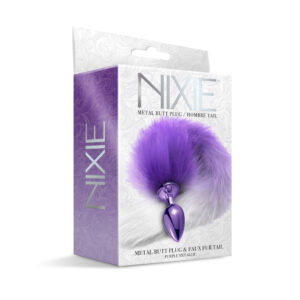 Nixie Metal Butt Plug With Faux Fur Ombre Tail Medium Purple Metallic