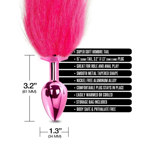 Nixie Metal Butt Plug With Faux Fur Ombre Tail Medium Pink Metallic - Image 3