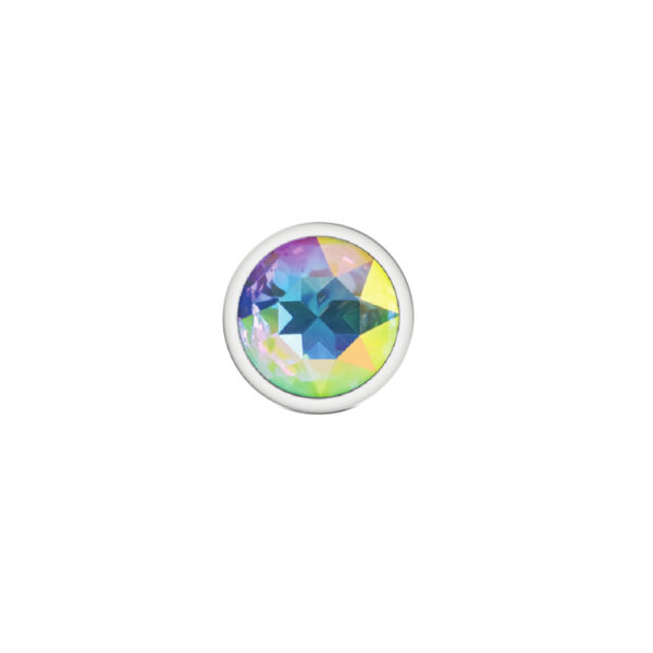 Cheeky Charms Metal Butt Plug Silver Round Clear Iridescent Small - Image 3