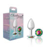 Cheeky Charms Metal Butt Plug Silver Round Rainbow Small