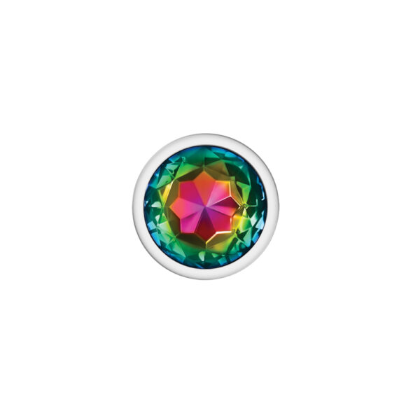 Cheeky Charms Metal Butt Plug Silver Round Rainbow Large - Image 3