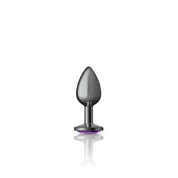 Cheeky Charms Metal Butt Plug Gunmetal Round Deep Purple Small - Image 2