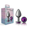 Cheeky Charms Metal Butt Plug Gunmetal Round Deep Purple Medium