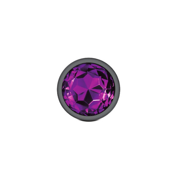 Cheeky Charms Metal Butt Plug Gunmetal Round Deep Purple Large - Image 3