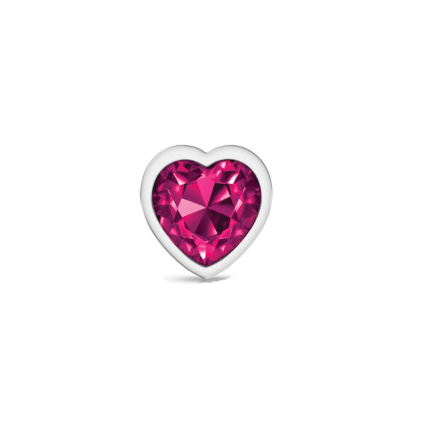 Cheeky Charms Metal Butt Plug Silver Heart Bright Pink Small - Image 3