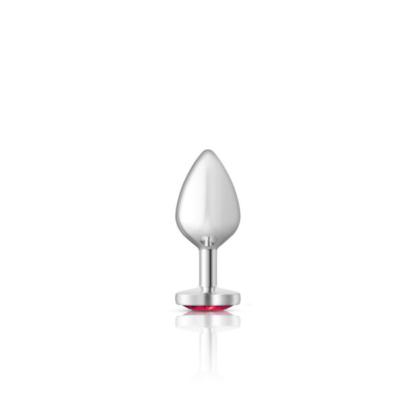 Cheeky Charms Metal Butt Plug Silver Heart Bright Pink Medium - Image 2