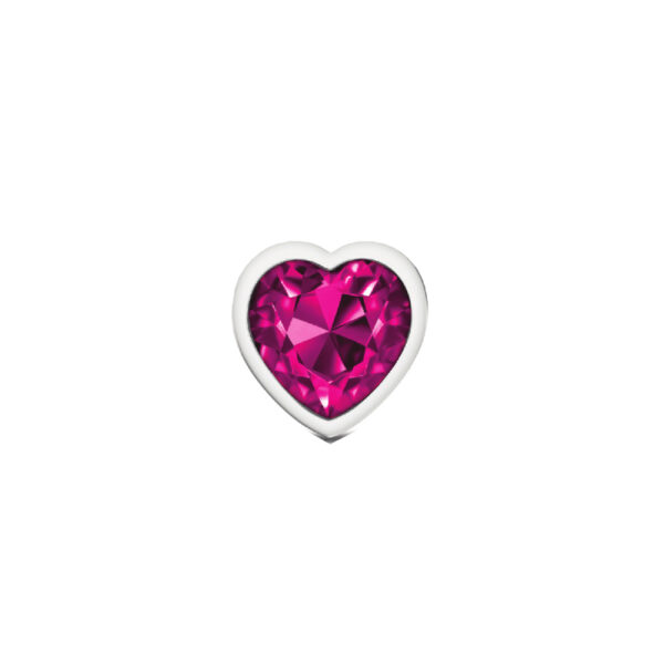 Cheeky Charms Metal Butt Plug Silver Heart Bright Pink Medium - Image 3