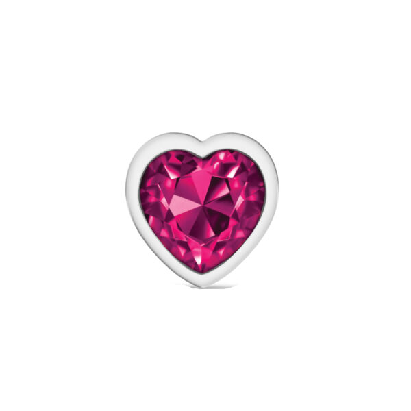 Cheeky Charms Metal Butt Plug Silver Heart Bright Pink Large - Image 3