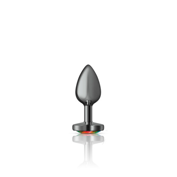Cheeky Charms Metal Butt Plug Gunmetal Heart Rainbow Small - Image 2