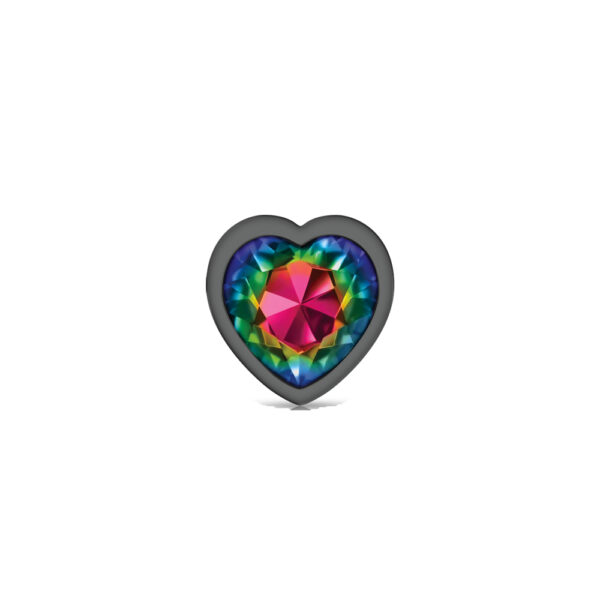 Cheeky Charms Metal Butt Plug Gunmetal Heart Rainbow Small - Image 3