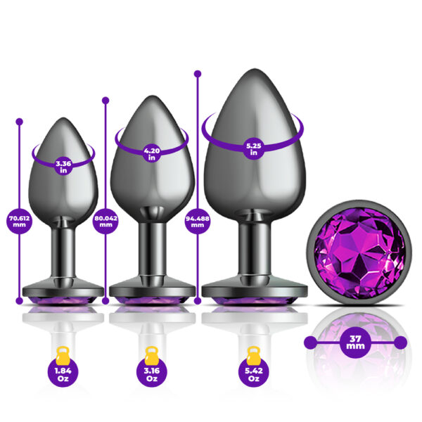 Cheeky Charms Anal Trainer Kit Gunmetal Deep Purple - Image 3