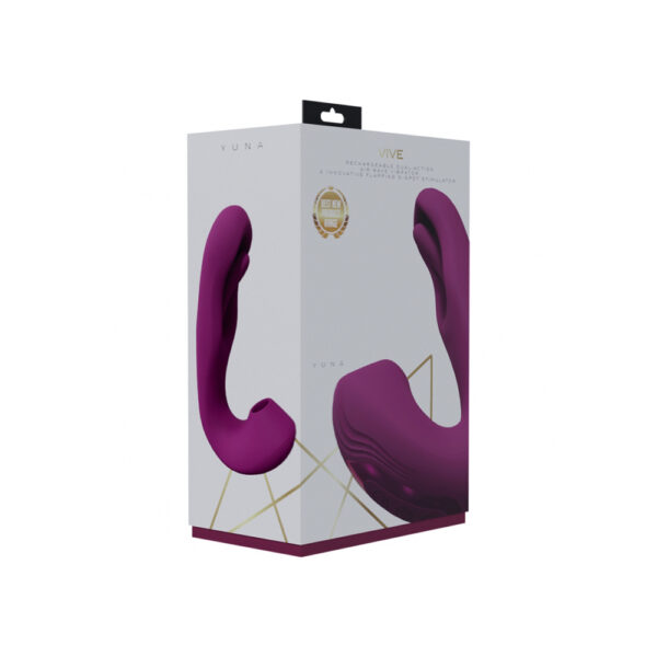 Vive Yuna Rechargeable Dual Action Airwave Vibrator With Innovative G-Spot Flapping Stimulator Pink