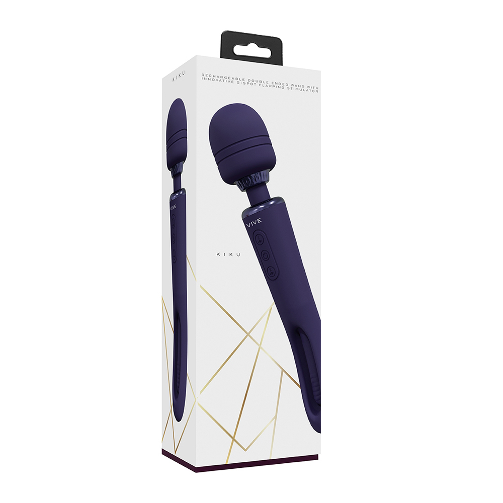 Vive Kiku Double Wand With G-Spot Flapping Purple 1 Vive Kiku Double Wand With G-Spot Flapping Purple