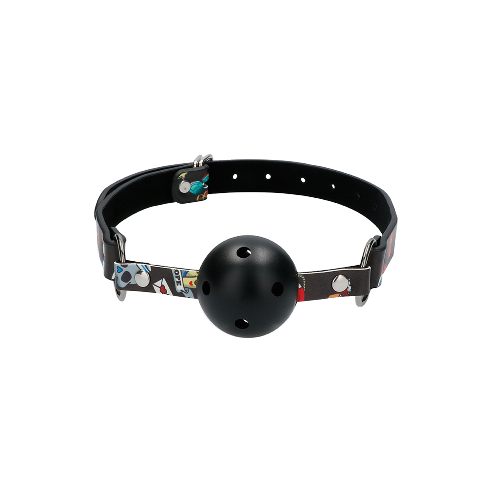 Ouch! Breatheable Ball Gag Old School Tattoo Style Black 2 Ouch! Breatheable Ball Gag Old School Tattoo Style Black - Image 2