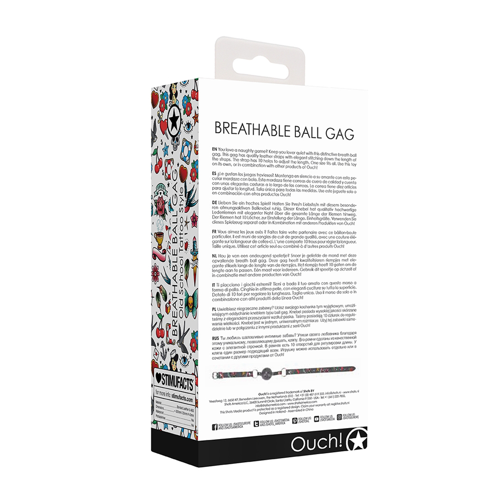 Ouch! Breatheable Ball Gag Old School Tattoo Style Black 3 Ouch! Breatheable Ball Gag Old School Tattoo Style Black - Image 3