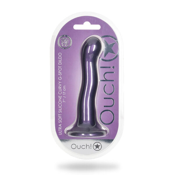 Ultra Soft Silicone Curvy G-Spot Dildo 7" Metallic Purple