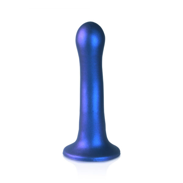 Ultra Soft Silicone Curvy G-Spot Dildo 7" Metallic Blue - Image 2