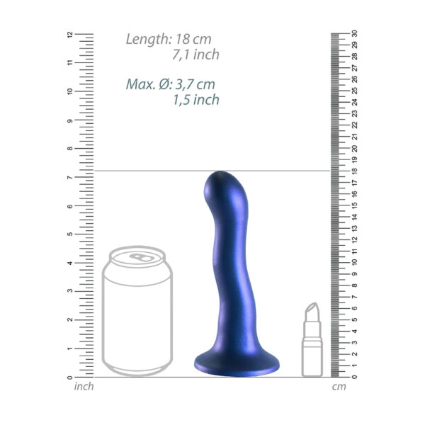 Ultra Soft Silicone Curvy G-Spot Dildo 7" Metallic Blue - Image 3
