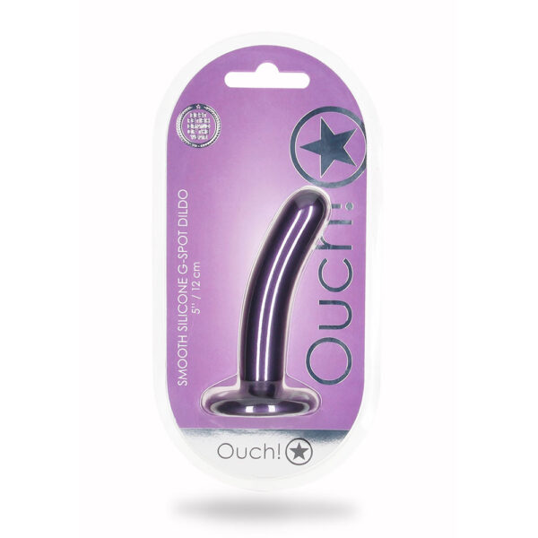 Smooth Silicone G-Spot Dildo 5" Metallic Purple