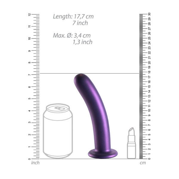 Smooth Silicone G-Spot Dildo 7" Metallic Purple - Image 3
