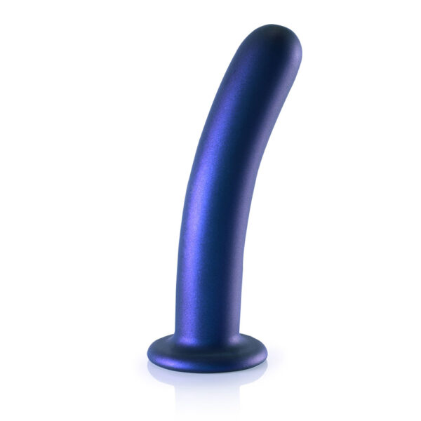 Smooth Silicone G-Spot Dildo 7" Metallic Blue - Image 2