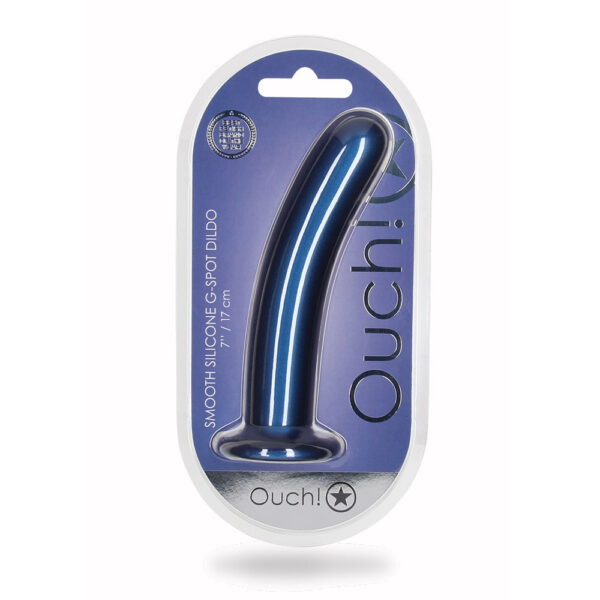Smooth Silicone G-Spot Dildo 7" Metallic Blue