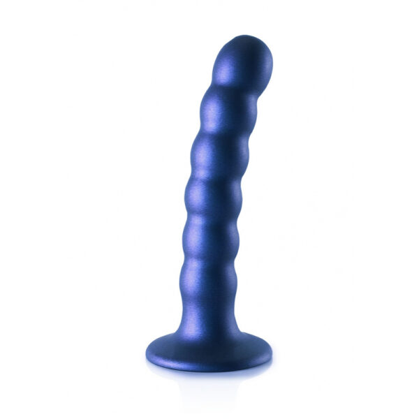 Beaded Silicone G-Spot Dildo 5" Metallic Blue - Image 2