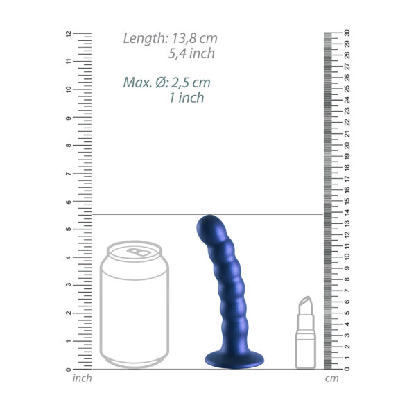 Beaded Silicone G-Spot Dildo 5" Metallic Blue - Image 3