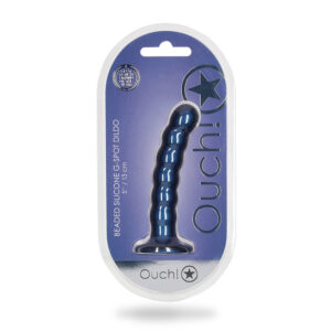 Beaded Silicone G-Spot Dildo 5" Metallic Blue