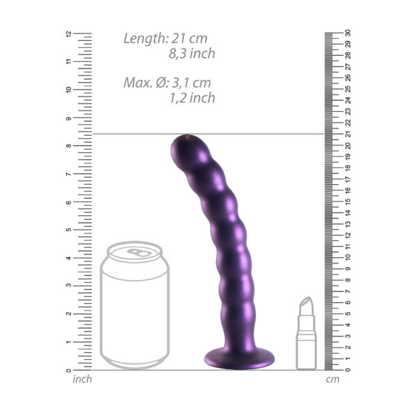 Beaded Silicone G-Spot Dildo 8" Metallic Purple - Image 3