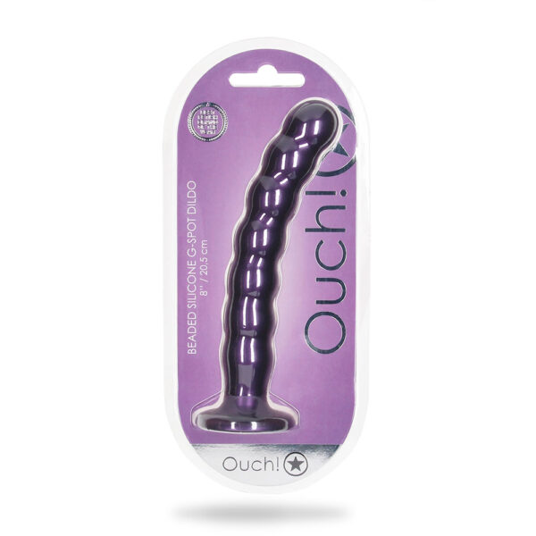 Beaded Silicone G-Spot Dildo 8" Metallic Purple