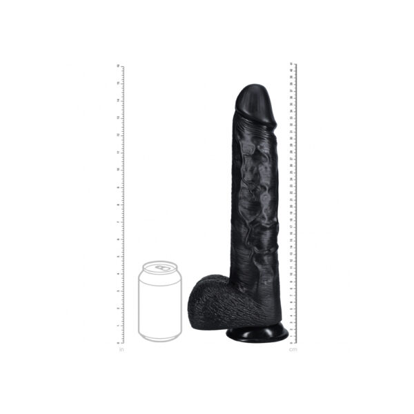 Realrock Extra Long Realistic Dildo With Balls 15" Black - Image 3