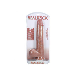 Realrock Extra Long Realistic Dildo With Balls 15" Tan