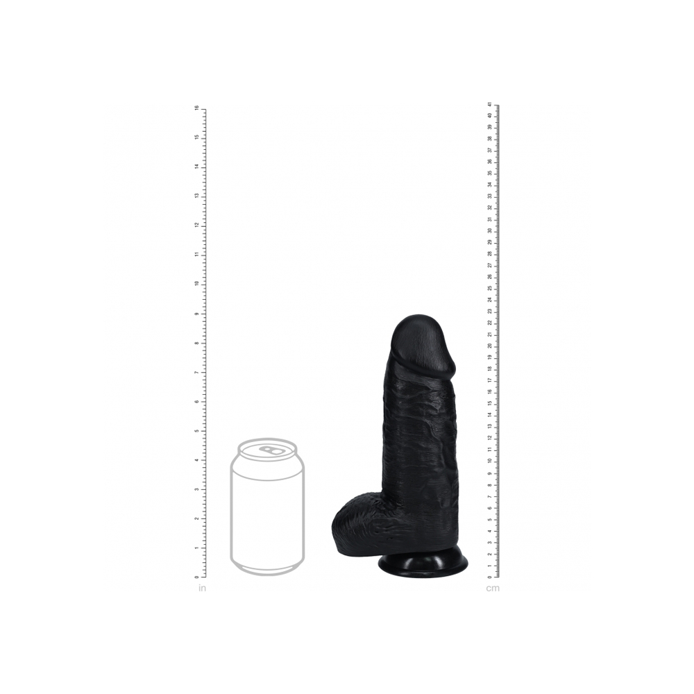 Realrock Extra Thick Realistic Dildo With Balls 9" Black 3 Realrock Extra Thick Realistic Dildo With Balls 9" Black - Image 3