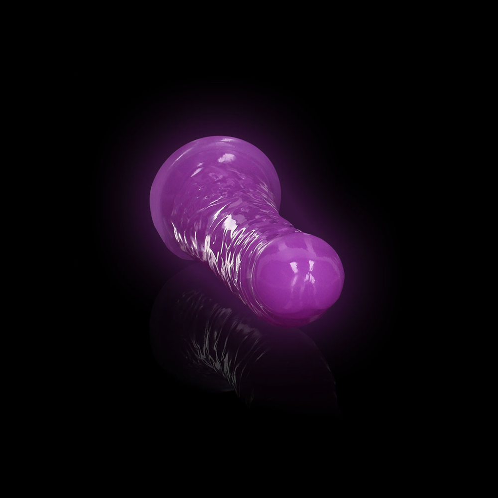 Realrock Glow In The Dark Slim Dildo 6'' Neon Purple 2 Realrock Glow In The Dark Slim Dildo 6'' Neon Purple - Image 2
