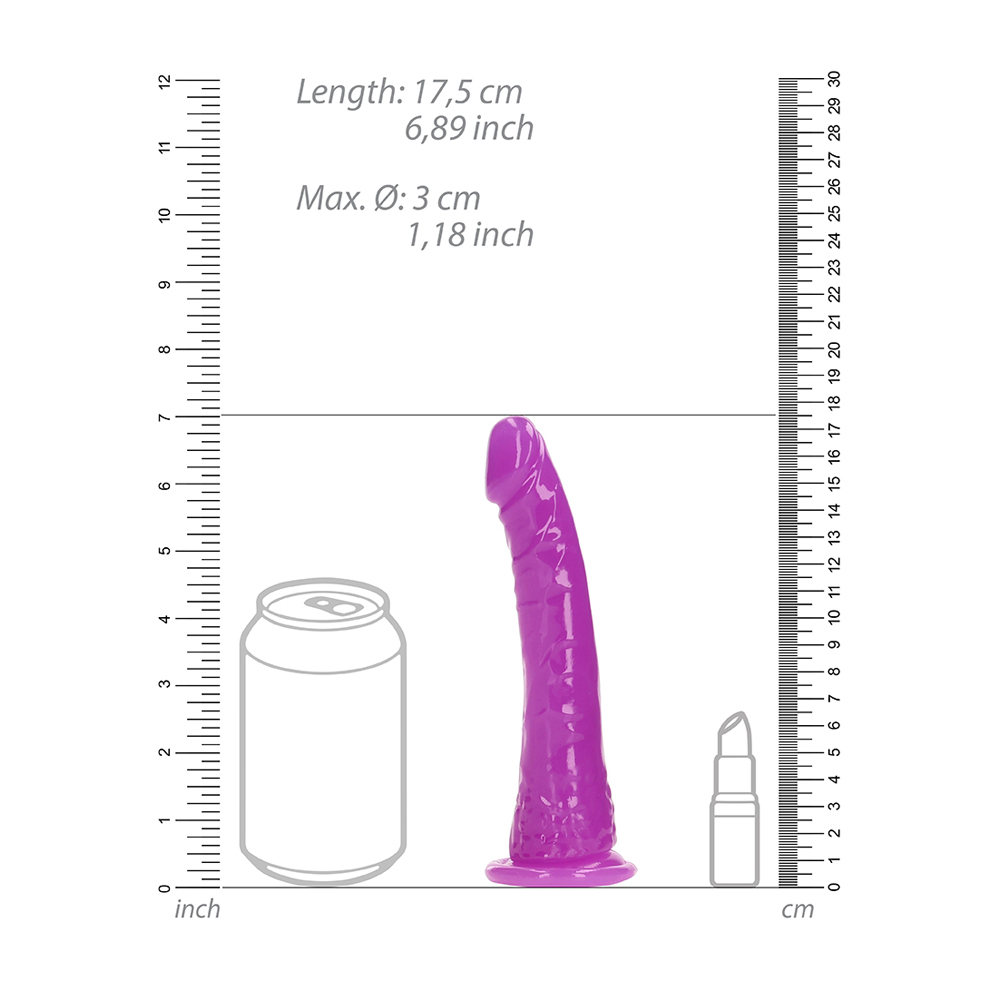 Realrock Glow In The Dark Slim Dildo 6'' Neon Purple 3 Realrock Glow In The Dark Slim Dildo 6'' Neon Purple - Image 3