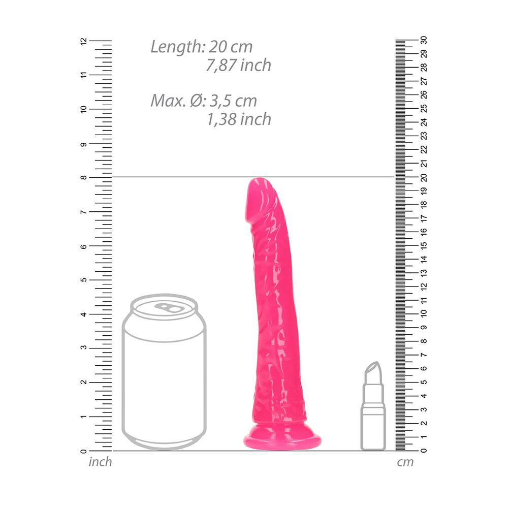 Realrock Glow In The Dark Slim Dildo 7'' Neon Pink 3 Realrock Glow In The Dark Slim Dildo 7'' Neon Pink - Image 3
