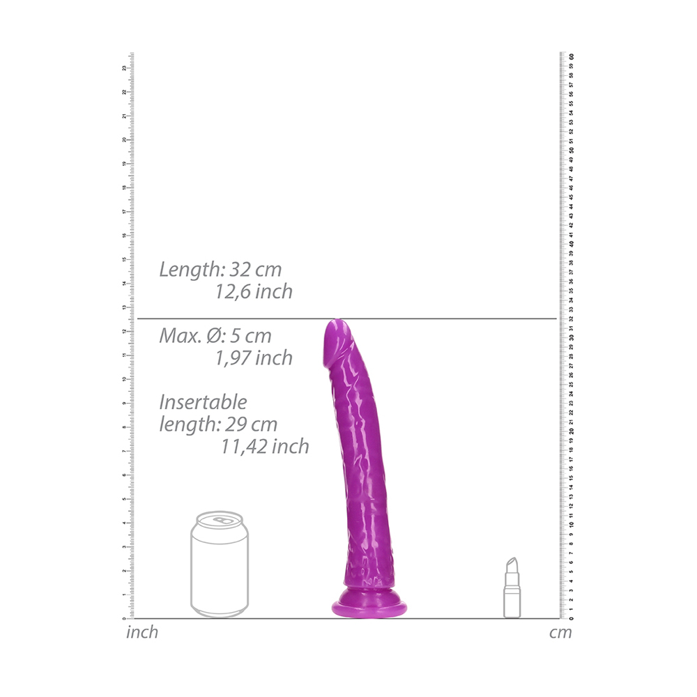 Realrock Glow In The Dark Slim Dildo 11'' Neon Purple 3 Realrock Glow In The Dark Slim Dildo 11'' Neon Purple - Image 3