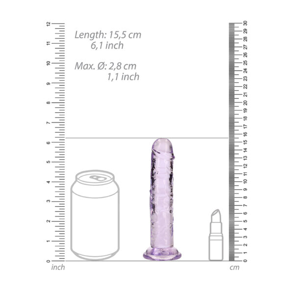 Realrock Crystal Clear Straight Realistic Dildo With Suction Cup 6'' Purple - Image 3