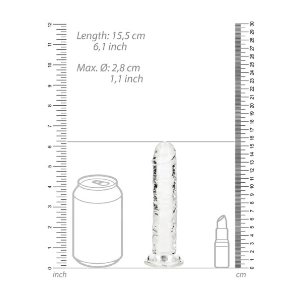 Realrock Crystal Clear Straight Realistic Dildo With Suction Cup 6'' Transparent - Image 3