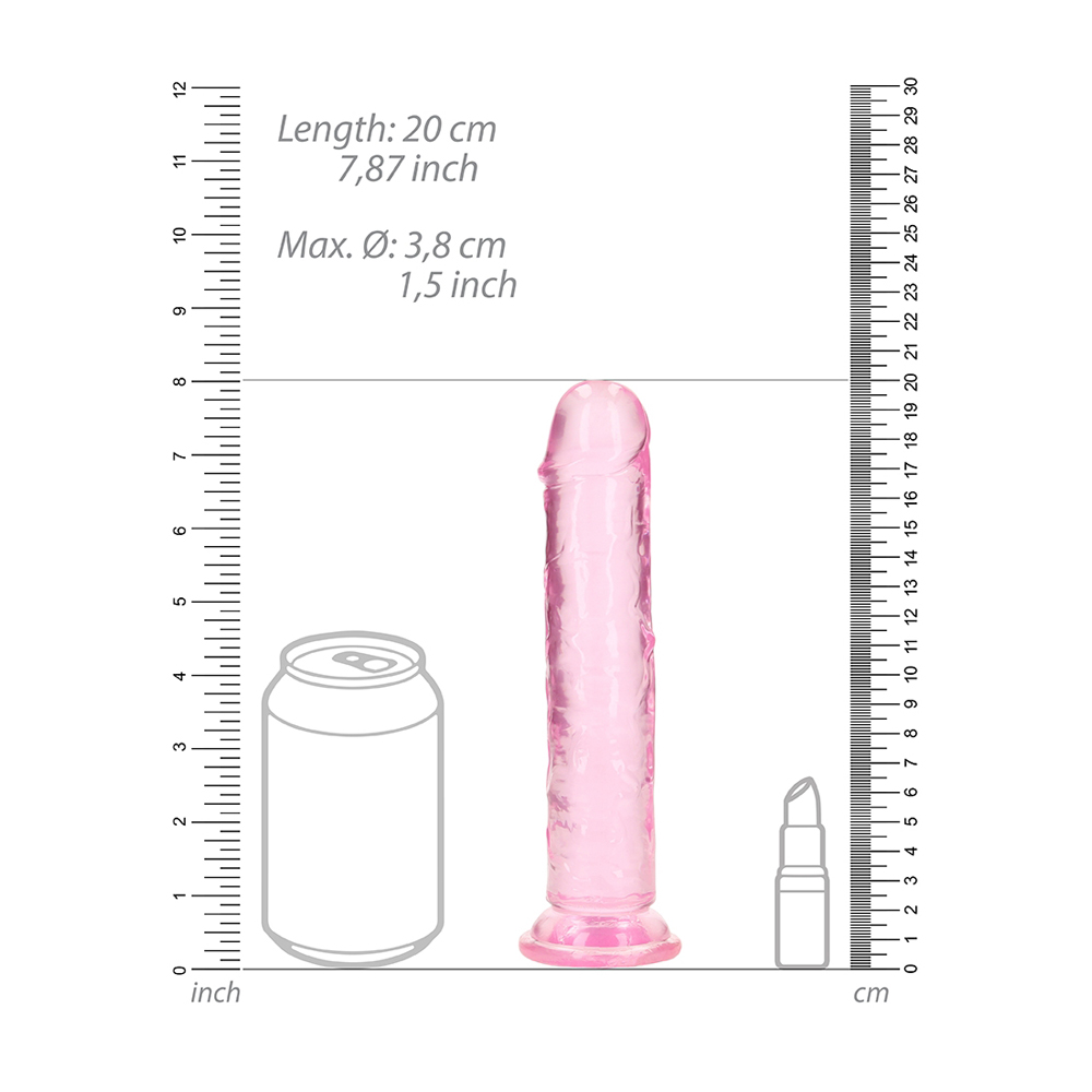 Realrock Crystal Clear Straight Realistic Dildo With Suction Cup 7'' Pink 3 Realrock Crystal Clear Straight Realistic Dildo With Suction Cup 7'' Pink - Image 3