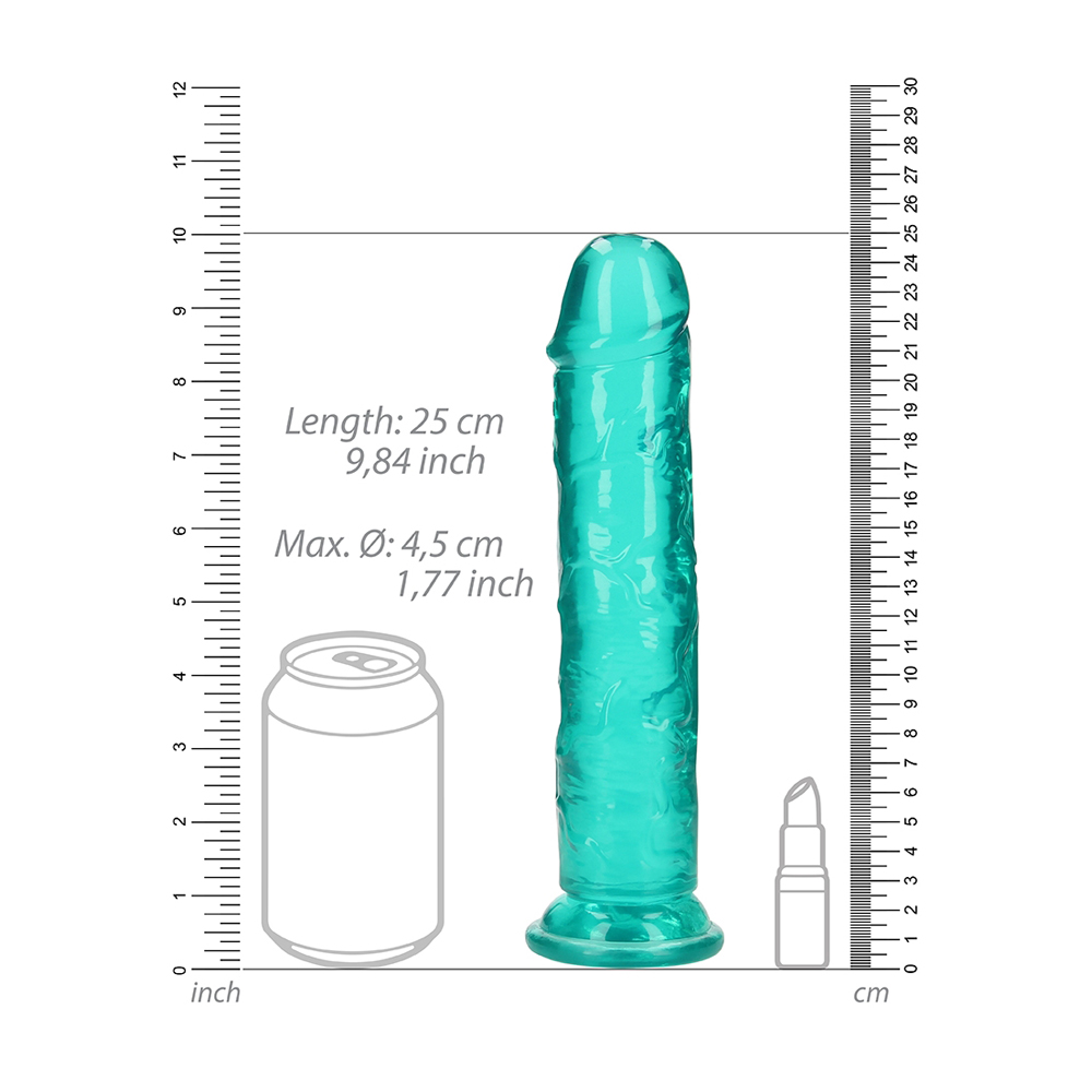 Realrock Crystal Clear Straight Realistic Dildo With Suction Cup 9'' Turquoise 3 Realrock Crystal Clear Straight Realistic Dildo With Suction Cup 9'' Turquoise - Image 3
