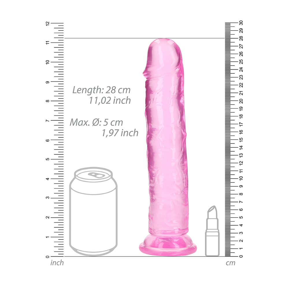 Realrock Crystal Clear Straight Realistic Dildo With Suction Cup 10'' Pink 3 Realrock Crystal Clear Straight Realistic Dildo With Suction Cup 10'' Pink - Image 3