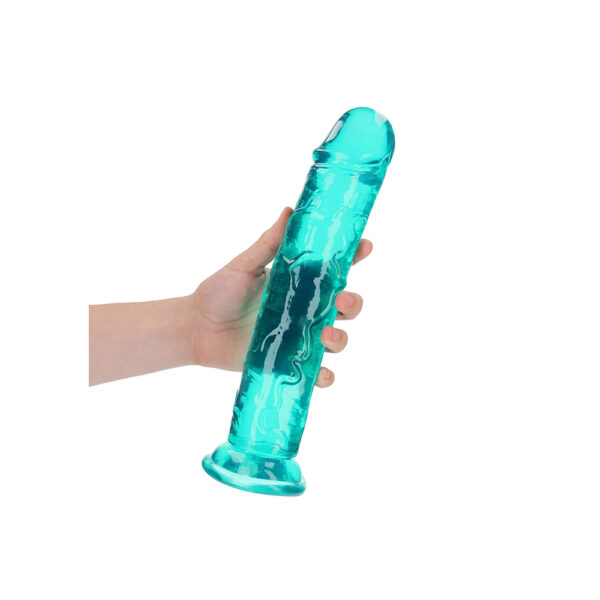 Realrock Crystal Clear Straight Realistic Dildo With Suction Cup 11'' Turquoise - Image 2