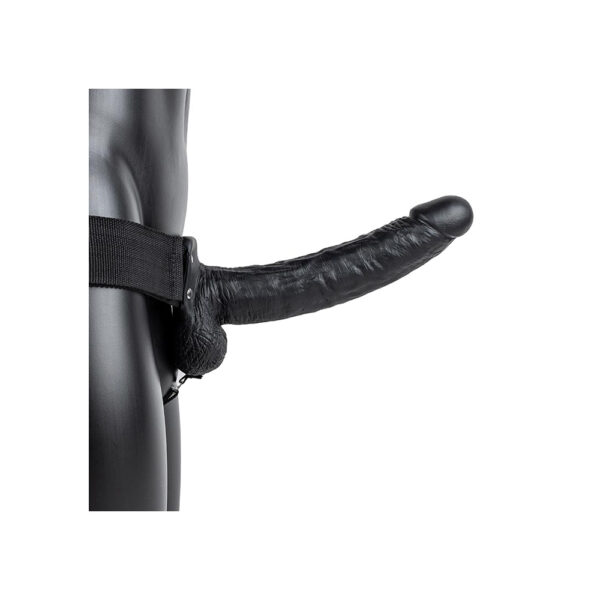 Realrock Hollow Strap-On With Balls 9" Black - Image 2