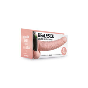 Realrock Vibrating Hollow Strap-On With Balls 9" Flesh