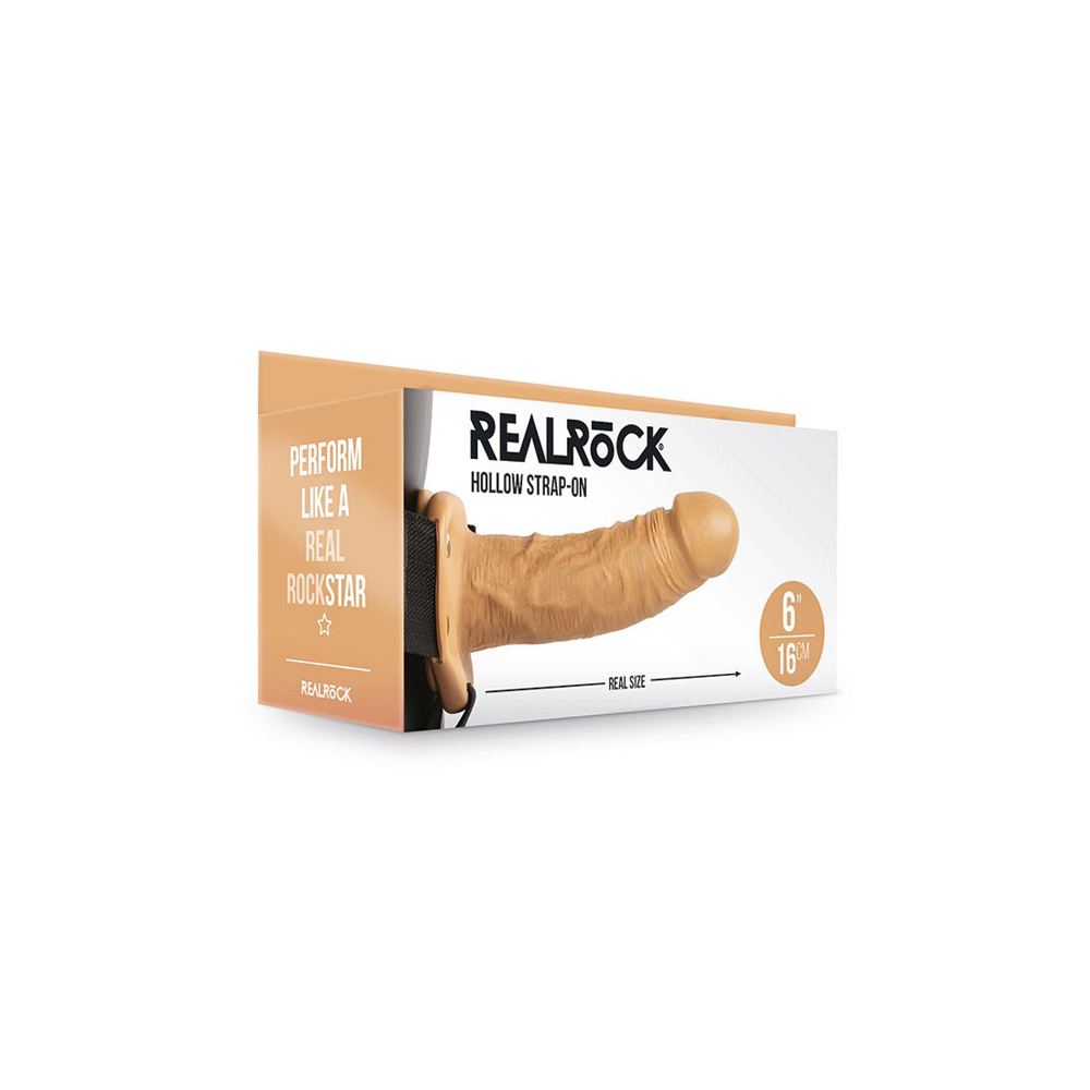 Realrock Hollow Strap-On Without Balls 6" Tan 1 Realrock Hollow Strap-On Without Balls 6" Tan