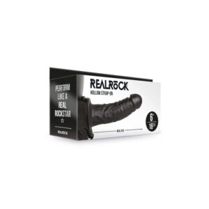 Realrock Hollow Strap-On Without Balls 6" Black