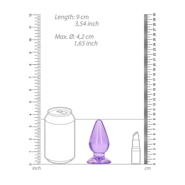 Realrock Crystal Clear Anal Plug 3.5'' Purple - Image 3